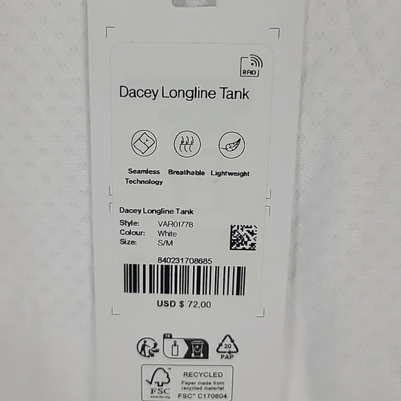 Varley Women's Dacey Longline Tank White Crew Neck Mesh Active Gym Top Sz S/M - Picture 4 of 6